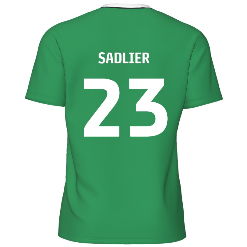 Kandiny Gyermek Kieran Sadlier #23 Zöld Fehér Csíkok Idegenbeli Jersey 2024/25 Mez Póló Ing