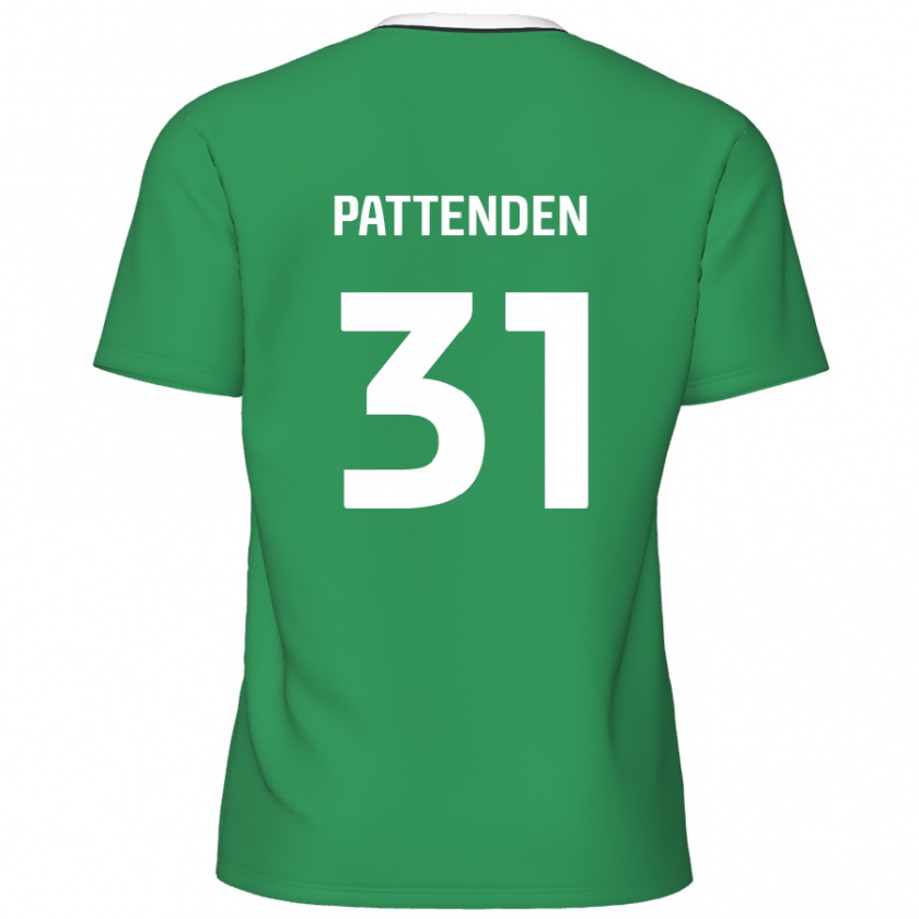 Kandiny Gyermek Jasper Pattenden #31 Zöld Fehér Csíkok Idegenbeli Jersey 2024/25 Mez Póló Ing