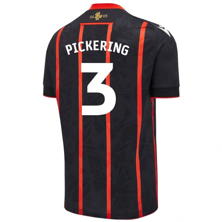 Kandiny Gyermek Harry Pickering #3 Fekete Piros Idegenbeli Jersey 2024/25 Mez Póló Ing