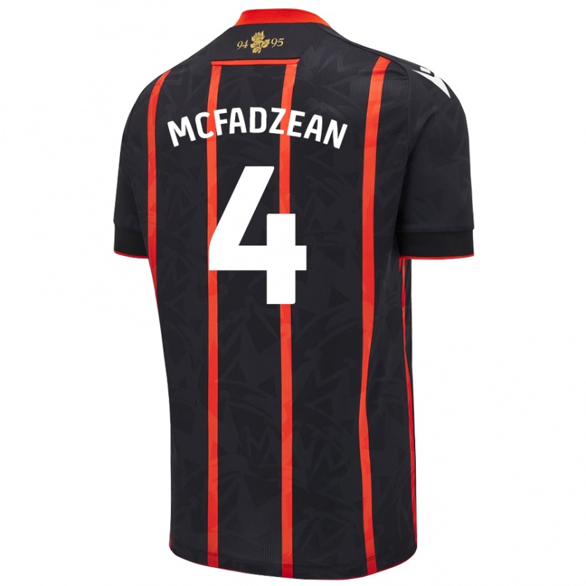 Kandiny Gyermek Kyle Mcfadzean #4 Fekete Piros Idegenbeli Jersey 2024/25 Mez Póló Ing