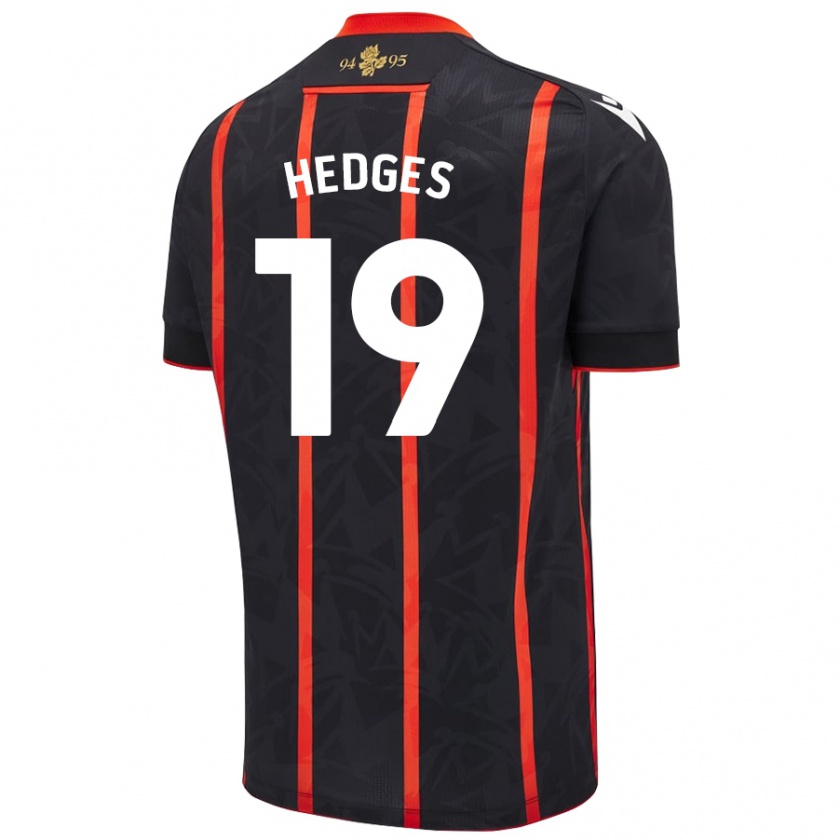 Kandiny Gyermek Ryan Hedges #19 Fekete Piros Idegenbeli Jersey 2024/25 Mez Póló Ing