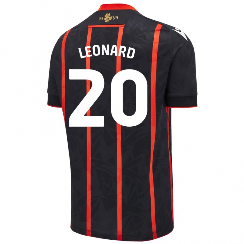 Kandiny Gyermek Harry Leonard #20 Fekete Piros Idegenbeli Jersey 2024/25 Mez Póló Ing