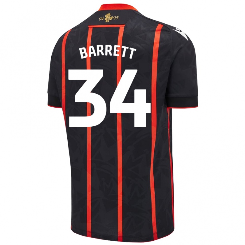 Kandiny Gyermek Jack Barrett #34 Fekete Piros Idegenbeli Jersey 2024/25 Mez Póló Ing