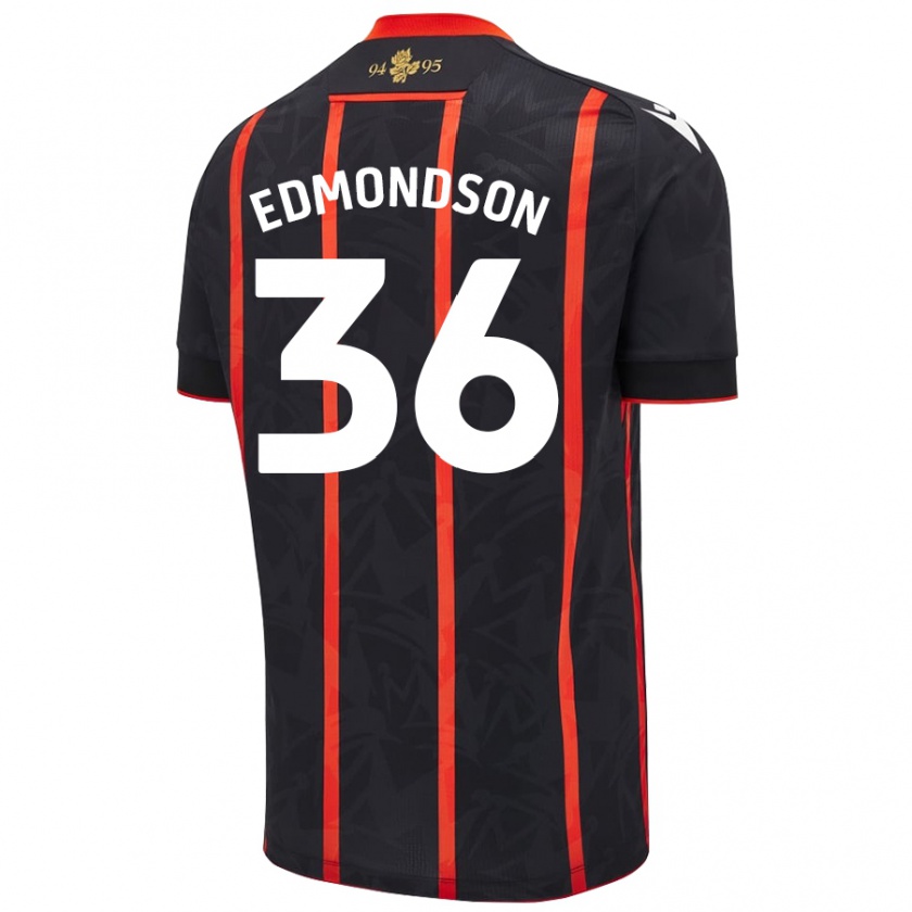 Kandiny Gyermek James Edmondson #36 Fekete Piros Idegenbeli Jersey 2024/25 Mez Póló Ing