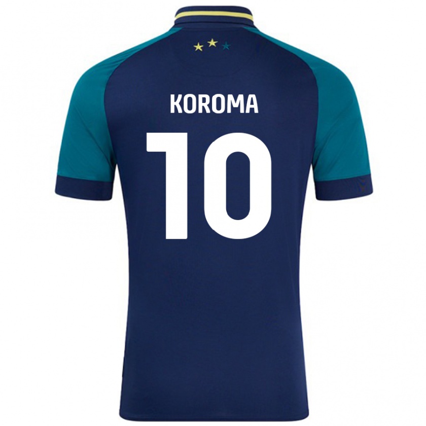 Kandiny Gyermek Josh Koroma #10 Navy Sötétzöld Idegenbeli Jersey 2024/25 Mez Póló Ing