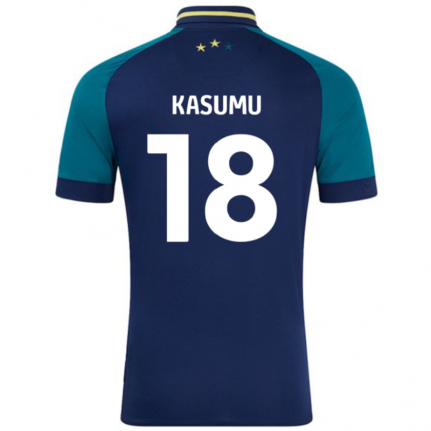 Kandiny Gyermek David Kasumu #18 Navy Sötétzöld Idegenbeli Jersey 2024/25 Mez Póló Ing