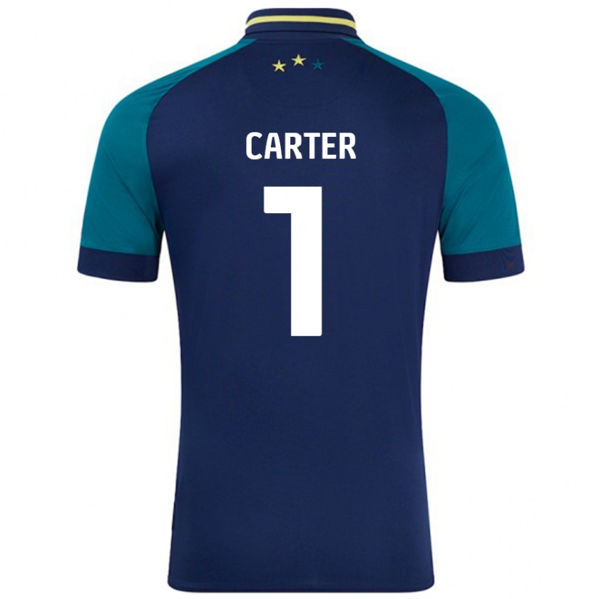 Kandiny Gyermek Laura Carter #1 Navy Sötétzöld Idegenbeli Jersey 2024/25 Mez Póló Ing