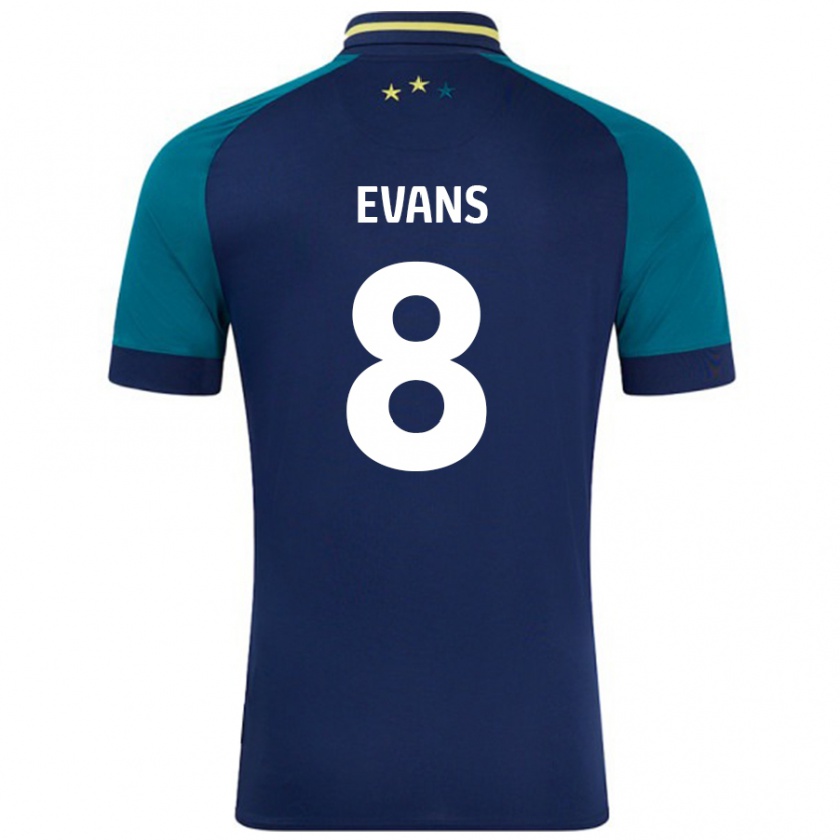 Kandiny Gyermek Charley Evans #8 Navy Sötétzöld Idegenbeli Jersey 2024/25 Mez Póló Ing