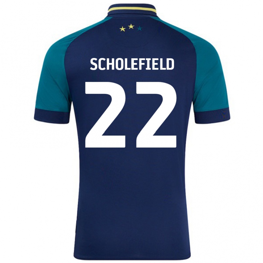 Kandiny Gyermek Lois Scholefield #22 Navy Sötétzöld Idegenbeli Jersey 2024/25 Mez Póló Ing