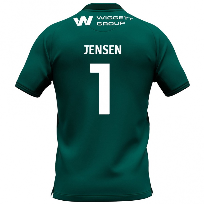 Kandiny Gyermek Lukas Jensen #1 Zöld Idegenbeli Jersey 2024/25 Mez Póló Ing