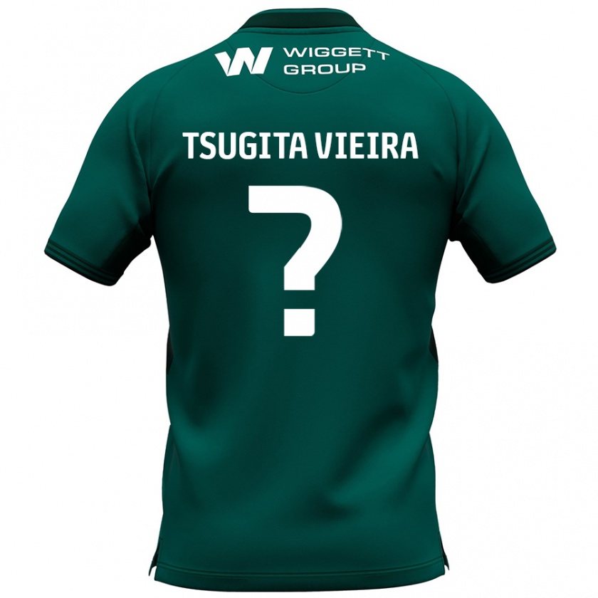 Kandiny Gyermek Sacha Tsugita Vieira #0 Zöld Idegenbeli Jersey 2024/25 Mez Póló Ing