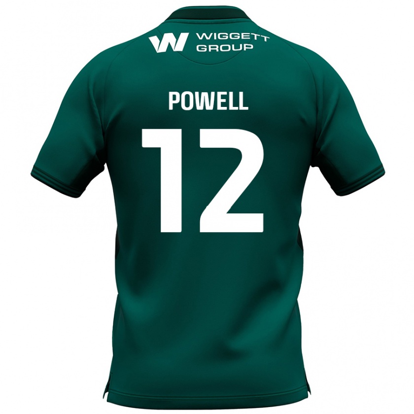 Kandiny Gyermek Beth Powell #12 Zöld Idegenbeli Jersey 2024/25 Mez Póló Ing