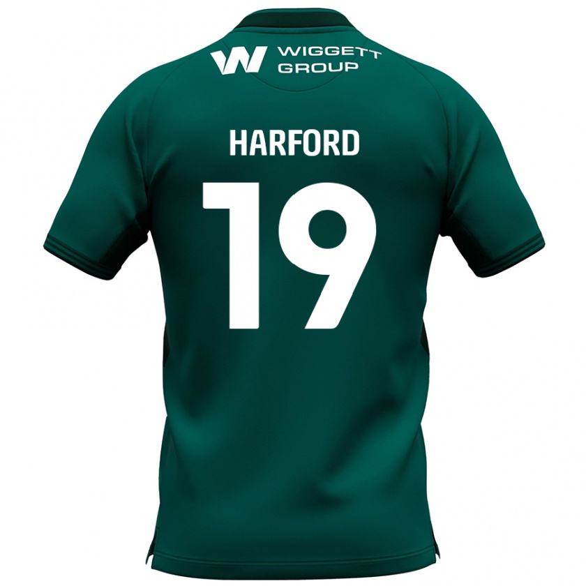 Kandiny Gyermek Beth Harford #19 Zöld Idegenbeli Jersey 2024/25 Mez Póló Ing