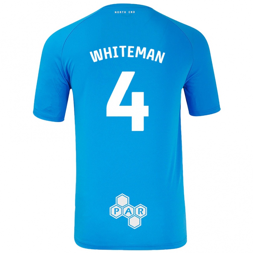 Kandiny Gyermek Ben Whiteman #4 Égszínkék Idegenbeli Jersey 2024/25 Mez Póló Ing