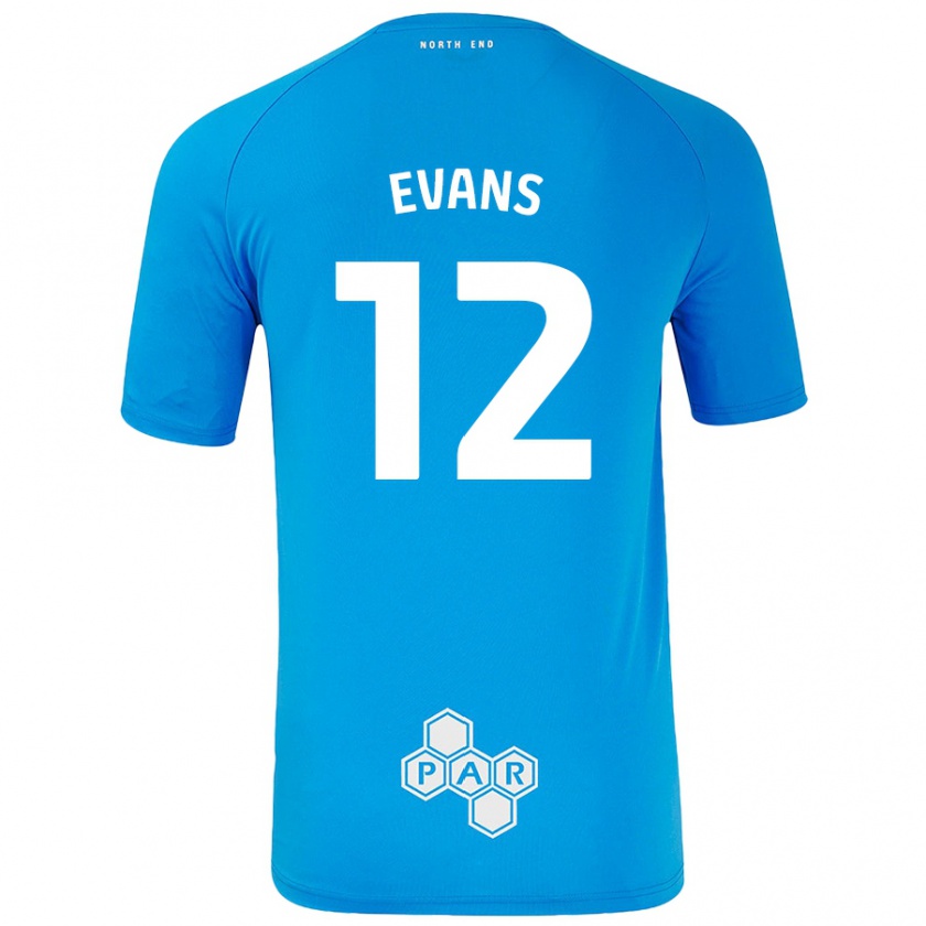 Kandiny Gyermek Ched Evans #12 Égszínkék Idegenbeli Jersey 2024/25 Mez Póló Ing