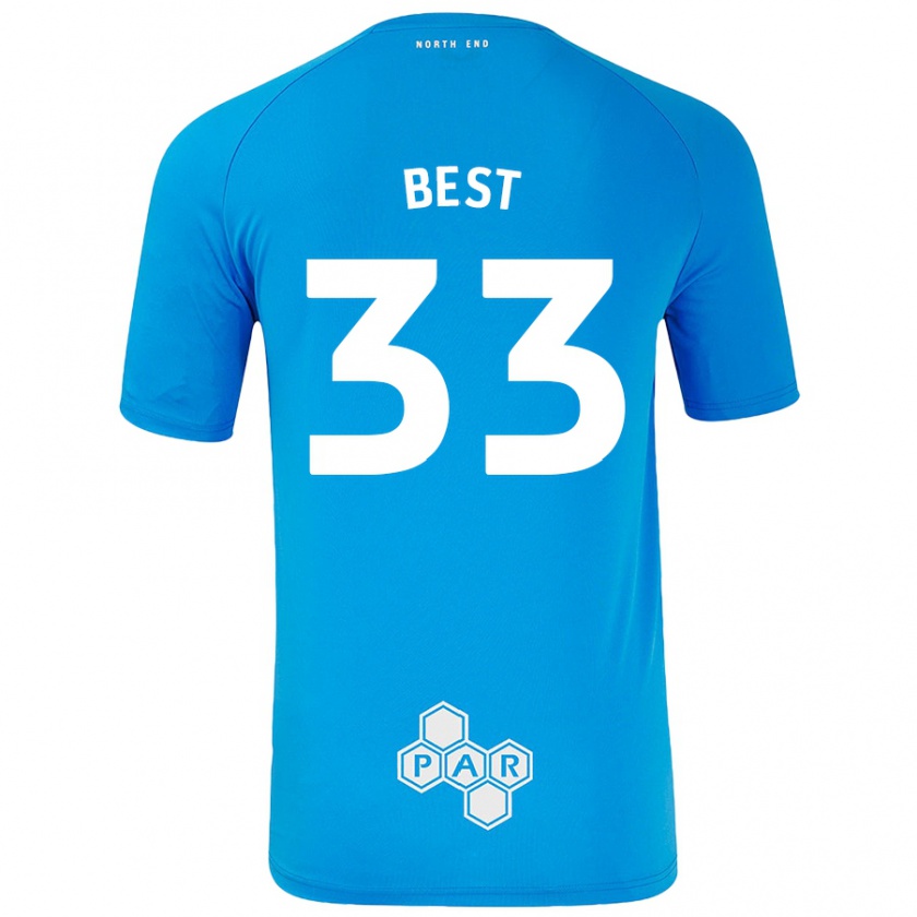 Kandiny Gyermek Kian Best #33 Égszínkék Idegenbeli Jersey 2024/25 Mez Póló Ing