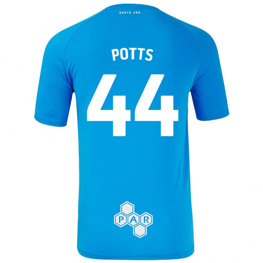 Kandiny Gyermek Brad Potts #44 Égszínkék Idegenbeli Jersey 2024/25 Mez Póló Ing