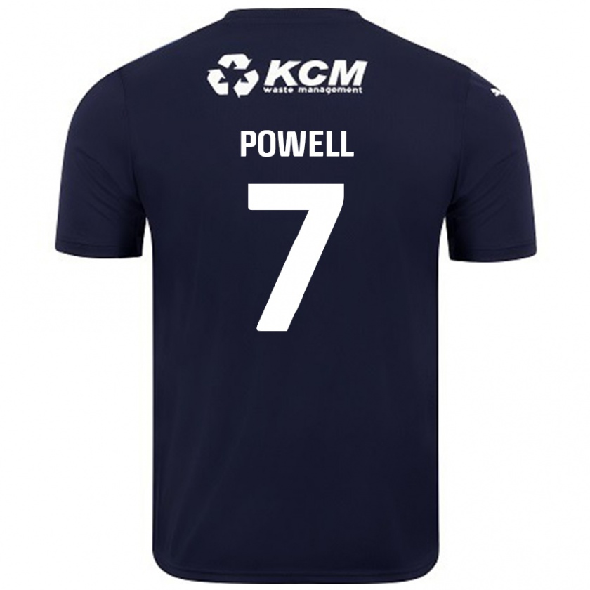 Kandiny Gyermek Joe Powell #7 Sötétkék Idegenbeli Jersey 2024/25 Mez Póló Ing