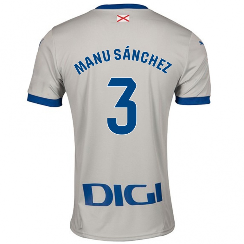 Kandiny Gyermek Manu Sánchez #3 Világos Szürke Idegenbeli Jersey 2024/25 Mez Póló Ing