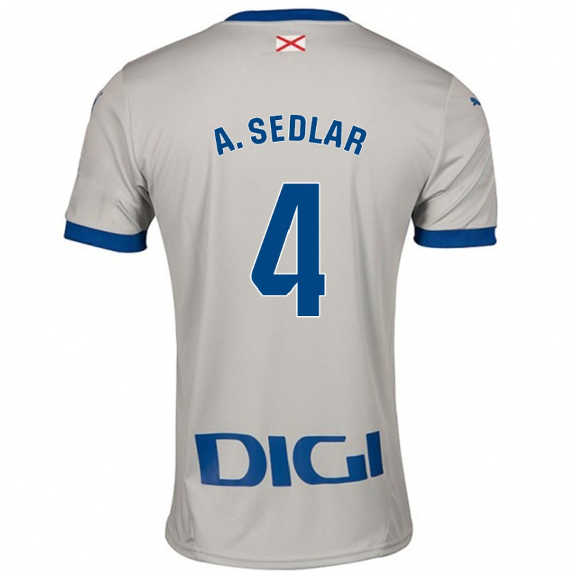 Kandiny Gyermek Aleksandar Sedlar #4 Világos Szürke Idegenbeli Jersey 2024/25 Mez Póló Ing