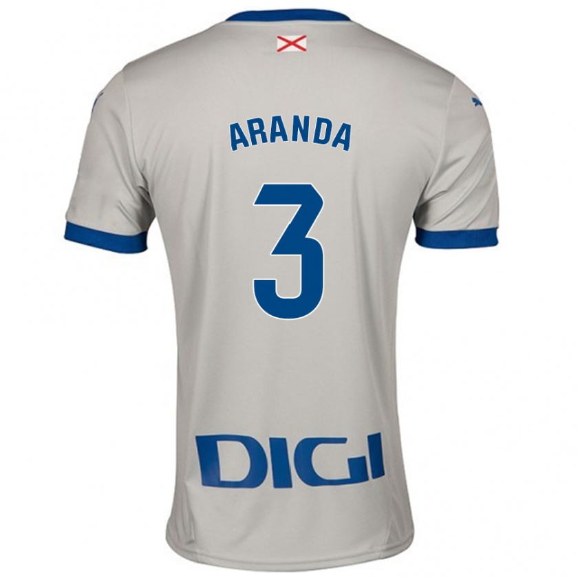 Kandiny Gyermek Miguel Aranda #3 Világos Szürke Idegenbeli Jersey 2024/25 Mez Póló Ing