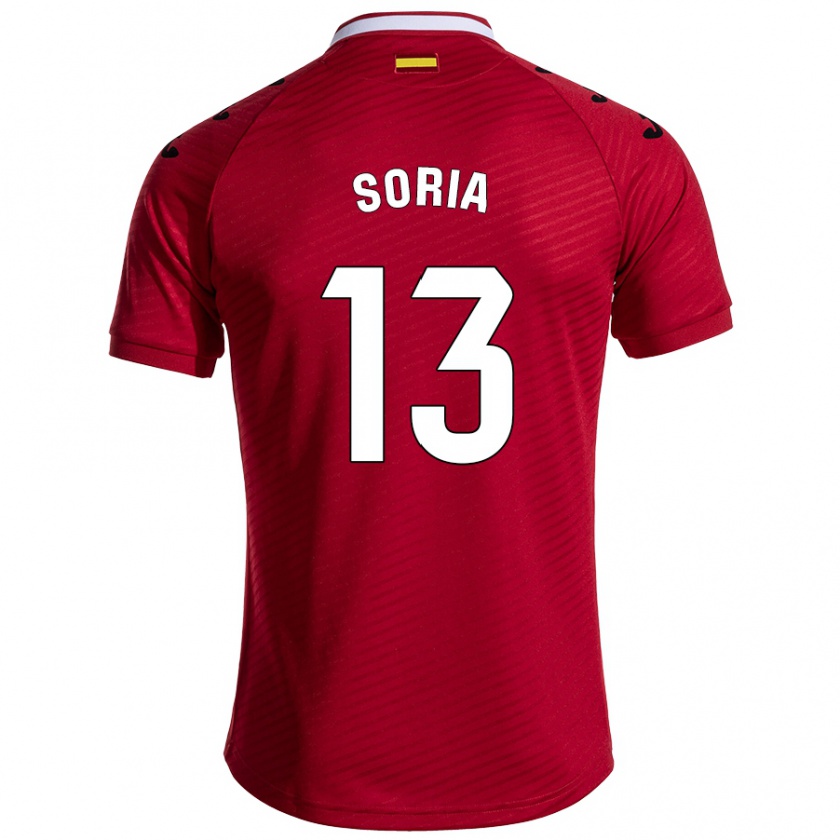 Kandiny Gyermek David Soria #13 Sötét Vörös Idegenbeli Jersey 2024/25 Mez Póló Ing