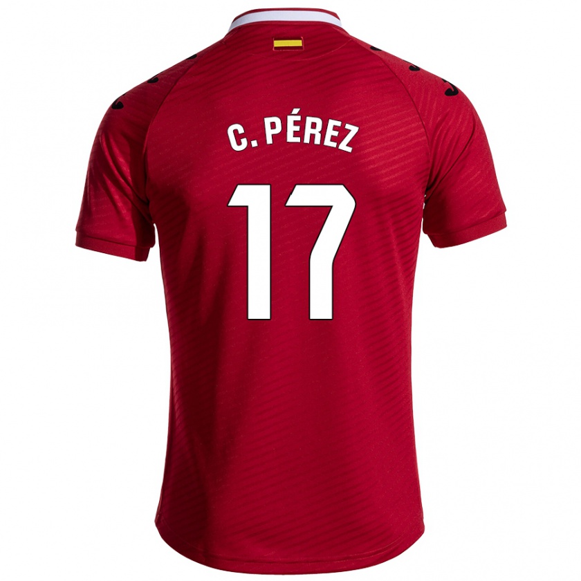 Kandiny Gyermek Carles Pérez #17 Sötét Vörös Idegenbeli Jersey 2024/25 Mez Póló Ing