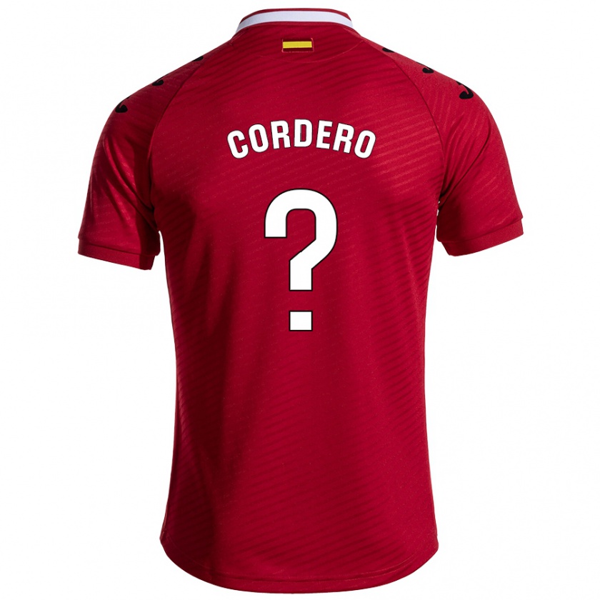 Kandiny Gyermek Alberto Cordero #0 Sötét Vörös Idegenbeli Jersey 2024/25 Mez Póló Ing