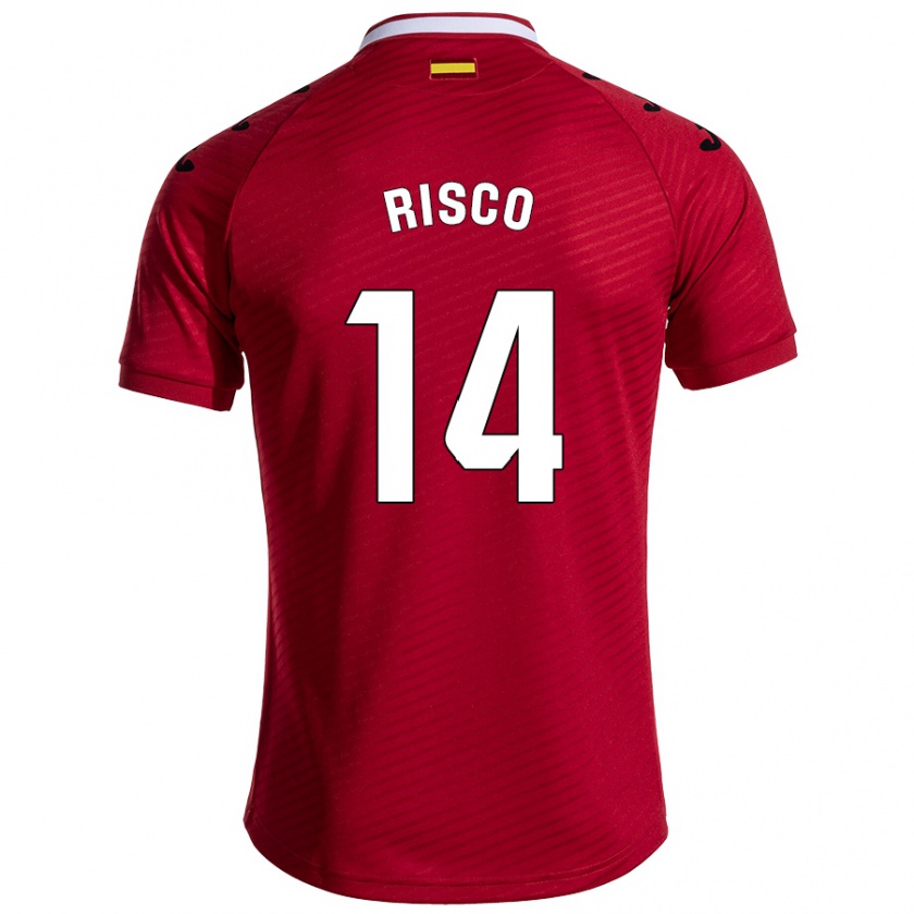 Kandiny Gyermek Alberto Risco #14 Sötét Vörös Idegenbeli Jersey 2024/25 Mez Póló Ing