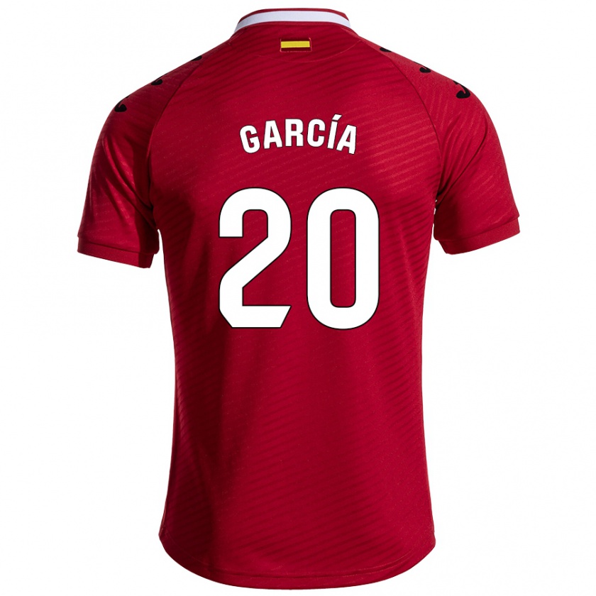 Kandiny Gyermek Álex García #20 Sötét Vörös Idegenbeli Jersey 2024/25 Mez Póló Ing