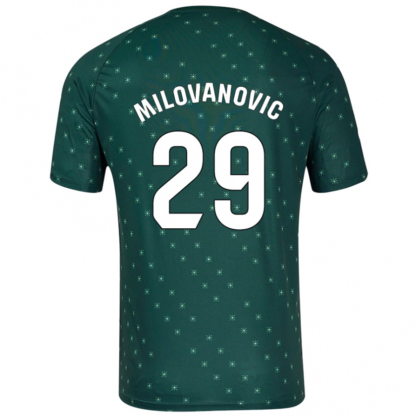 Kandiny Gyermek Marko Milovanovic #29 Sötétzöld Idegenbeli Jersey 2024/25 Mez Póló Ing