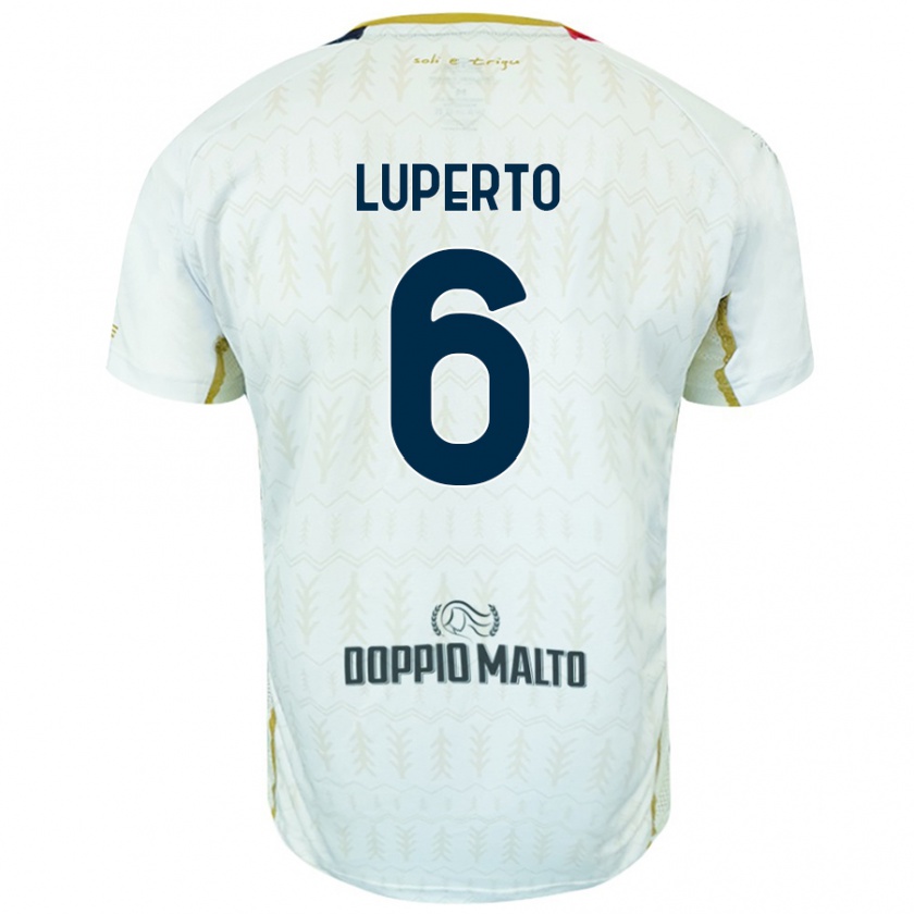 Kandiny Gyermek Sebastiano Luperto #6 Fehér Idegenbeli Jersey 2024/25 Mez Póló Ing