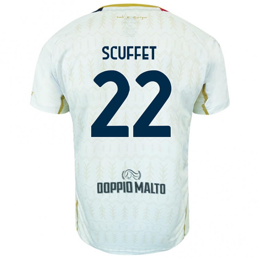 Kandiny Gyermek Simone Scuffet #22 Fehér Idegenbeli Jersey 2024/25 Mez Póló Ing