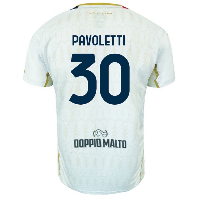 Kandiny Gyermek Leonardo Pavoletti #30 Fehér Idegenbeli Jersey 2024/25 Mez Póló Ing