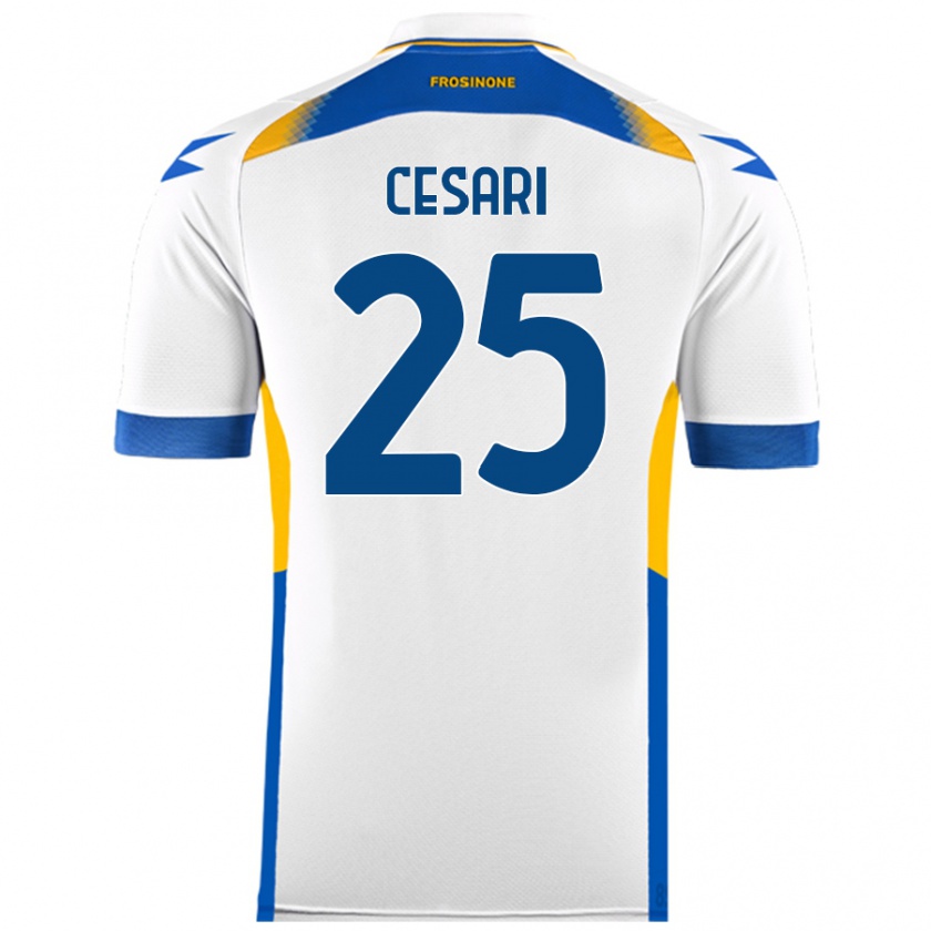 Kandiny Gyermek Nicolò Cesari #25 Fehér Idegenbeli Jersey 2024/25 Mez Póló Ing