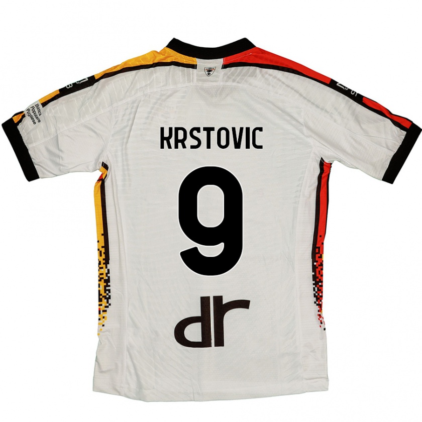 Kandiny Gyermek Nikola Krstovic #9 Fehér Fekete Idegenbeli Jersey 2024/25 Mez Póló Ing