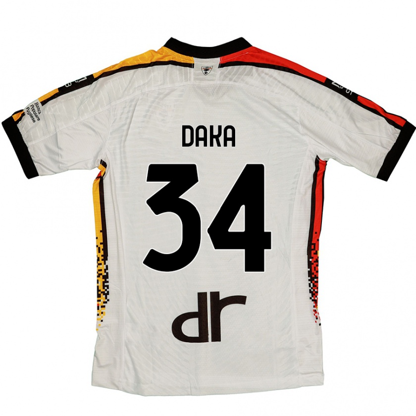 Kandiny Gyermek Dario Daka #34 Fehér Fekete Idegenbeli Jersey 2024/25 Mez Póló Ing