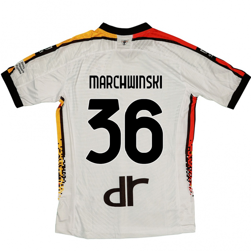 Kandiny Gyermek Filip Marchwinski #36 Fehér Fekete Idegenbeli Jersey 2024/25 Mez Póló Ing