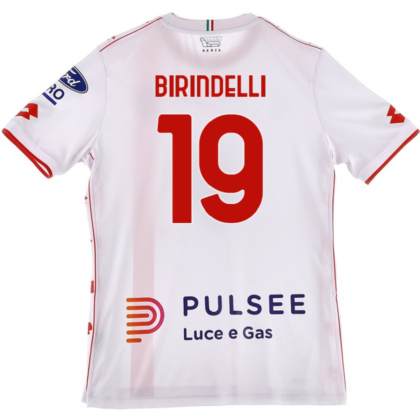 Kandiny Gyermek Samuele Birindelli #19 Fehér Piros Idegenbeli Jersey 2024/25 Mez Póló Ing