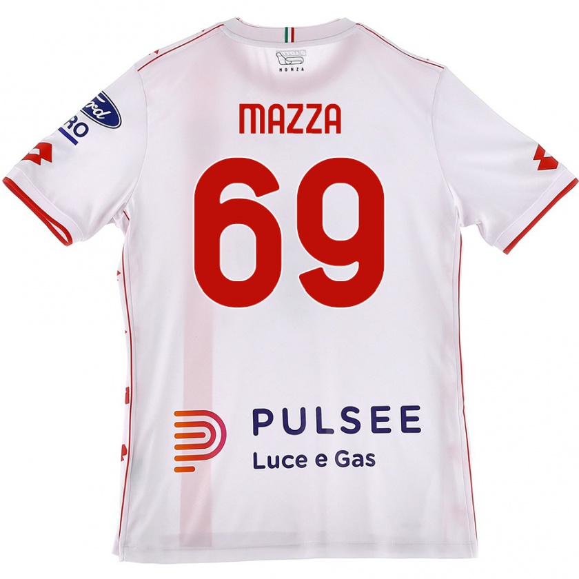 Kandiny Gyermek Andrea Mazza #69 Fehér Piros Idegenbeli Jersey 2024/25 Mez Póló Ing