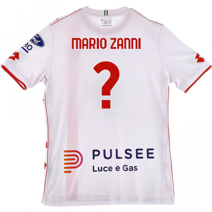 Kandiny Gyermek Mario Zanni #0 Fehér Piros Idegenbeli Jersey 2024/25 Mez Póló Ing