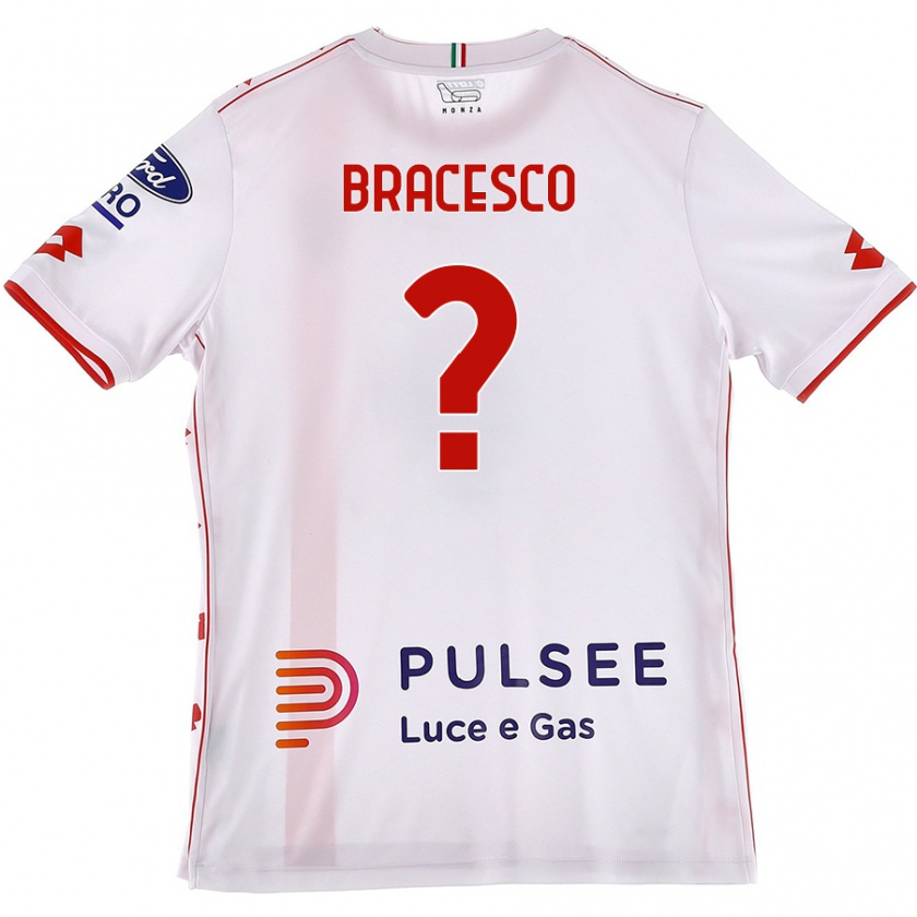 Kandiny Gyermek Riccardo Bracesco #0 Fehér Piros Idegenbeli Jersey 2024/25 Mez Póló Ing