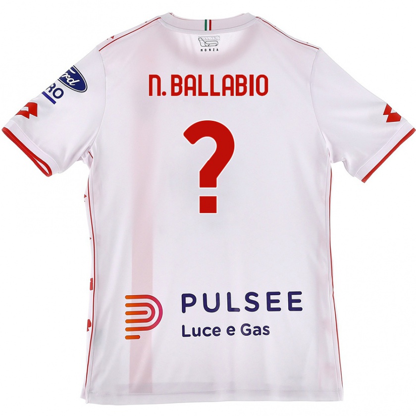 Kandiny Gyermek Nicolò Ballabio #0 Fehér Piros Idegenbeli Jersey 2024/25 Mez Póló Ing