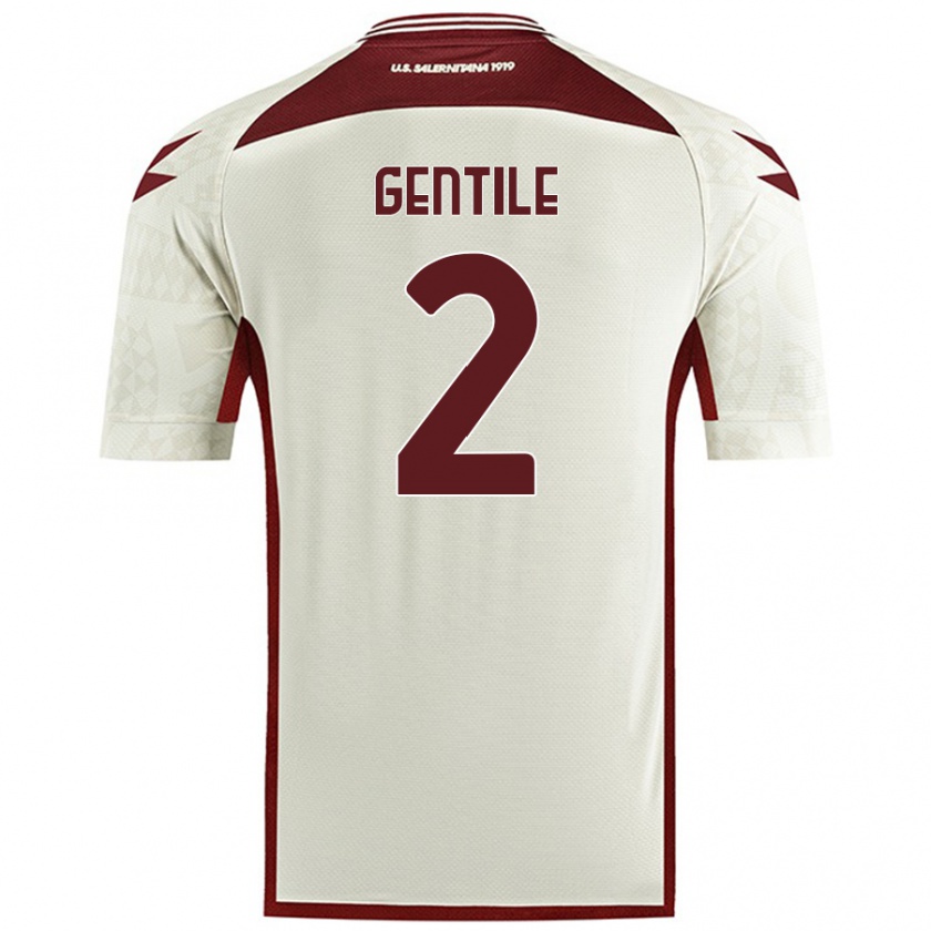 Kandiny Gyermek Davide Gentile #2 Krém Színű Idegenbeli Jersey 2024/25 Mez Póló Ing