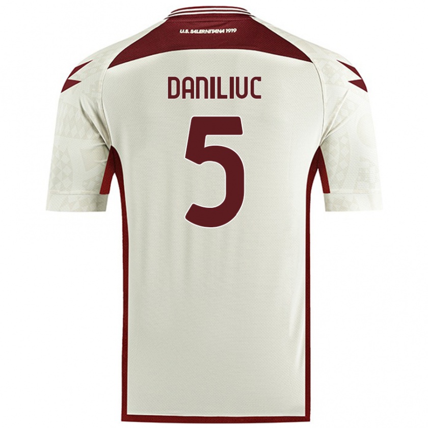 Kandiny Gyermek Flavius Daniliuc #5 Krém Színű Idegenbeli Jersey 2024/25 Mez Póló Ing