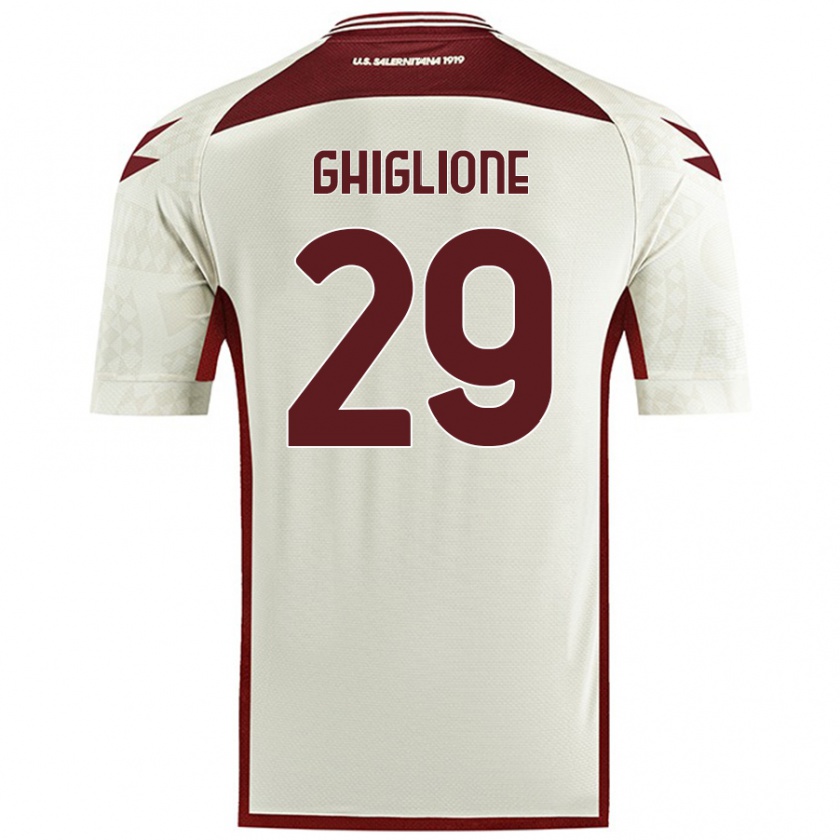 Kandiny Gyermek Paolo Ghiglione #29 Krém Színű Idegenbeli Jersey 2024/25 Mez Póló Ing