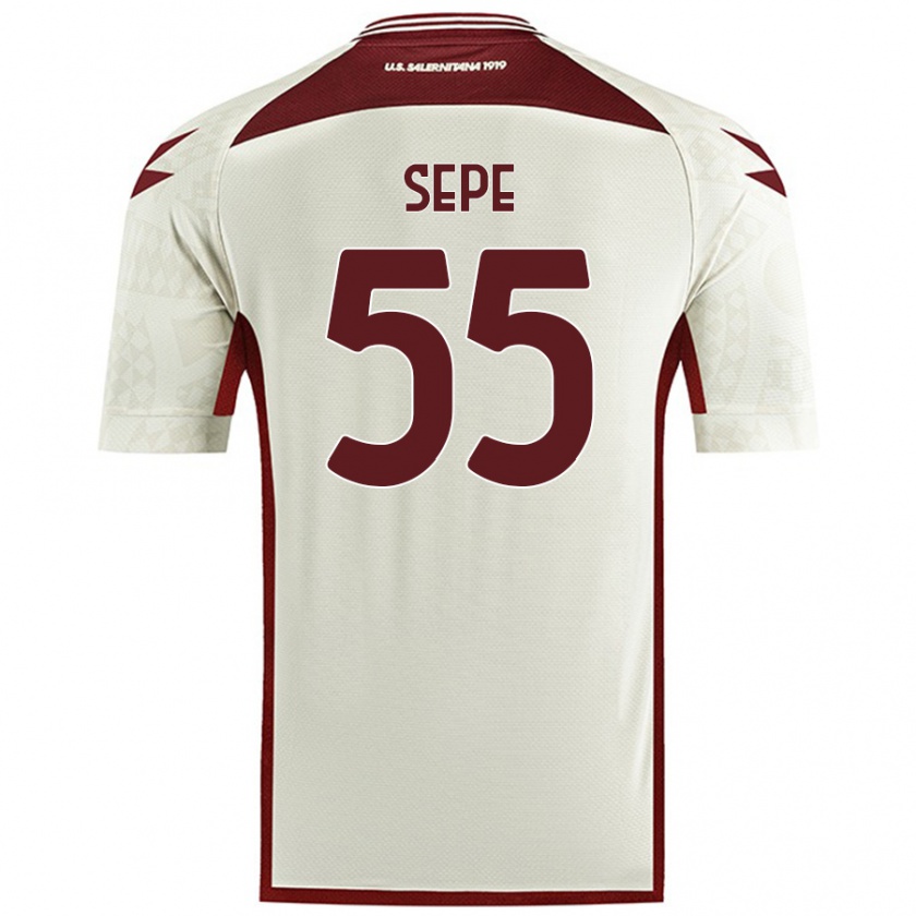 Kandiny Gyermek Luigi Sepe #55 Krém Színű Idegenbeli Jersey 2024/25 Mez Póló Ing