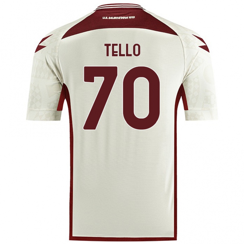 Kandiny Gyermek Andrés Tello #70 Krém Színű Idegenbeli Jersey 2024/25 Mez Póló Ing