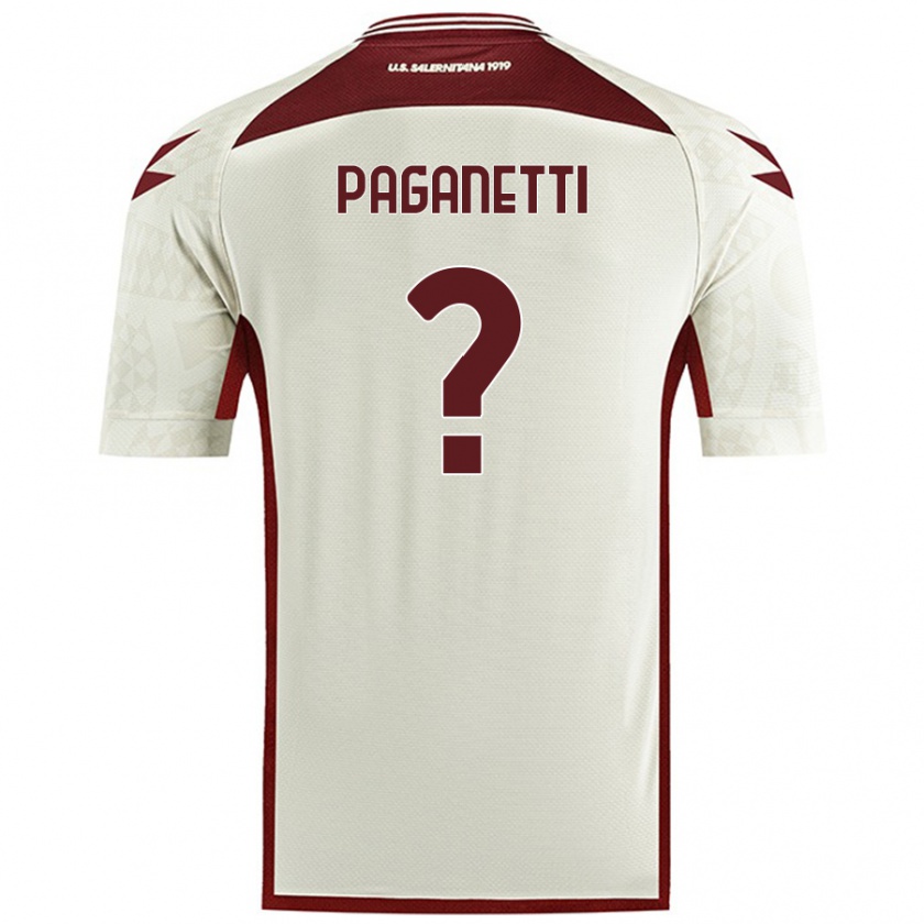 Kandiny Gyermek Giacomo Paganetti #0 Krém Színű Idegenbeli Jersey 2024/25 Mez Póló Ing