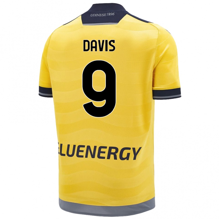 Kandiny Gyermek Keinan Davis #9 Aranysárga Idegenbeli Jersey 2024/25 Mez Póló Ing